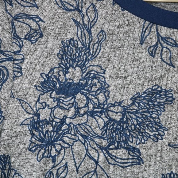 St John's Bay Shirt Top Tunic Grey Blue Floral Knit Long Sleeve XL - Picture 10 of 11